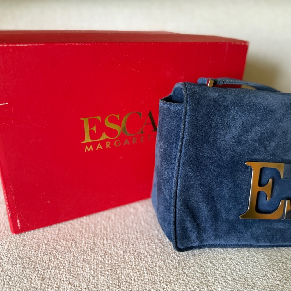 Escada Vintage Navy Suede Shoulder Bag - Picture 14 of 14